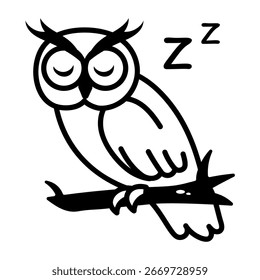 Un icono de estilo de dibujo que representa el búho dormido
