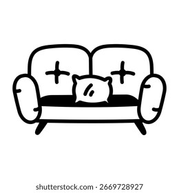 Un icono de estilo de dibujo que representa el sofá

