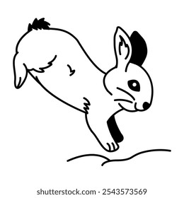 Drawing style icon of running rabbit jump 