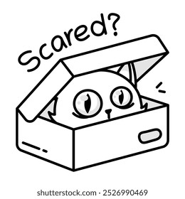 A drawing style icon of a scared cat 

