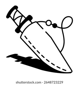 Um ícone de estilo de desenho de faca de arco afiada
