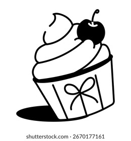Ein Symbol im Zeichnungsstil, das den Geschenkeinschlag anzeigt
