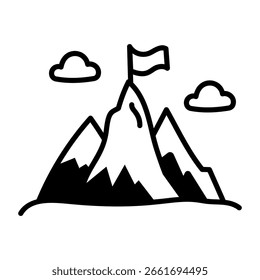 A drawing style icon showing a mountain peak 
