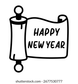 um ícone de estilo de desenho A mostrando um papel de rolagem