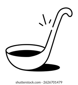 Drawing style icon showing serving soup ladle 