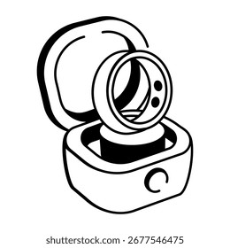 A drawing style icon showing a smart ring

