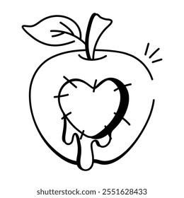 Drawing style icon of spooky apple 


