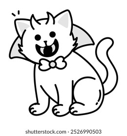 A drawing style icon of a vampire cat 

