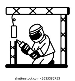 A drawing style icon of welder
