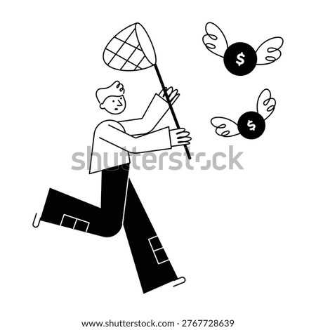 A drawing style illustration depicting chasing
