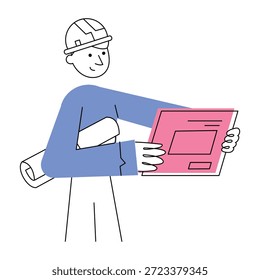 Una ilustración de estilo de dibujo que representa al ingeniero