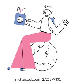Ilustração em estilo de desenho mostrando o estudo no exterior