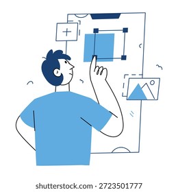 Una ilustración de estilo de dibujo que representa un desarrollo App