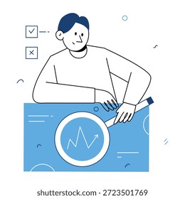 Uma ilustração de estilo de desenho representando um painel de dados
