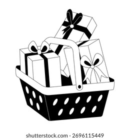  Una ilustración de estilo de dibujo que representa la cesta de regalo