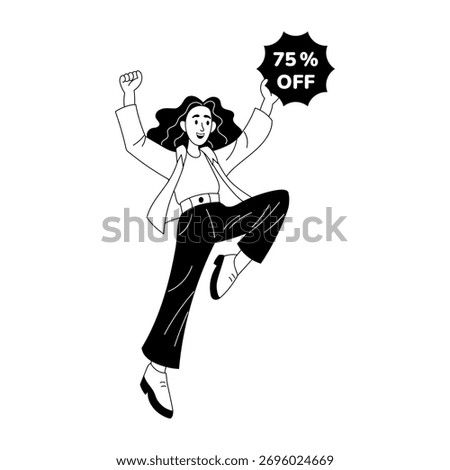 A drawing style illustration representing happy buyer