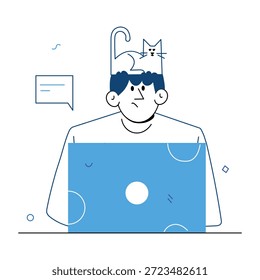 Uma ilustração de estilo de desenho representando um homem trabalhando
