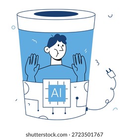 Uma ilustração de estilo de desenho representando um homem preservado