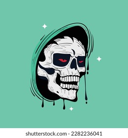 Drawing style illustration of scary skull 