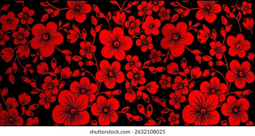 Estilo de dibujo de fondo de patrón floral sin fisuras.