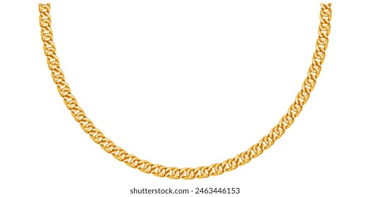 Drawing Style Of Stunning Gold Chain Isolated On White Background, Gold Jewelry Vector Illustration.	