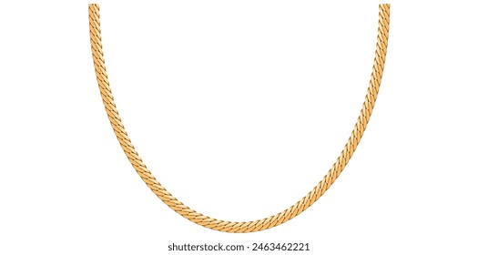 Drawing Style Of Stunning Gold Chain Isolated On White Background, Gold Jewelry Vector Illustration.	