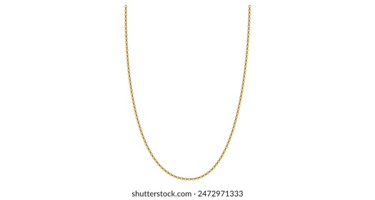 Drawing Style Of Stunning Gold Chain Isolated On White Background, Gold Jewelry Vector Illustration.	