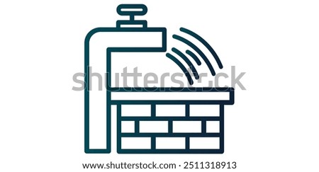 Drawing Style Water Tap With Falling Water Icon.