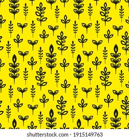 

Drawing of stylized plants. Bright background. Seamless pattern. Vector graphics.