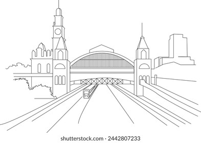 Drawing of subway Station in the city