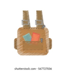 drawing suitcase baggage travel equipment straps vector illustration eps 10