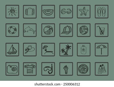 Drawing Summer and beach icons. vector illustration