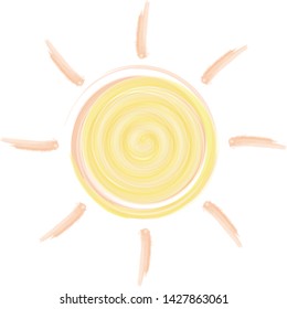 Drawing of a summer orange sun.