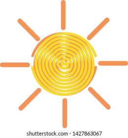 Drawing of a summer orange sun.