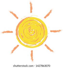 Drawing of a summer orange sun.