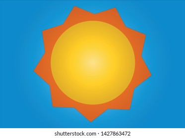 Drawing of a summer orange sun.