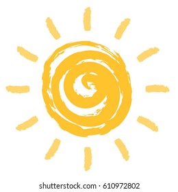 Drawing of sun. Vector illustration