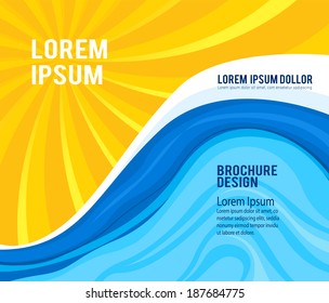 Drawing of sun with water. Vector illustration