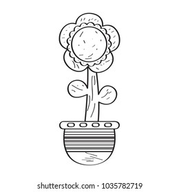 Drawing of a sunflower. Retro style