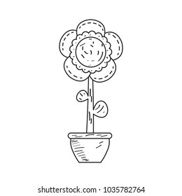 Drawing of a sunflower. Retro style