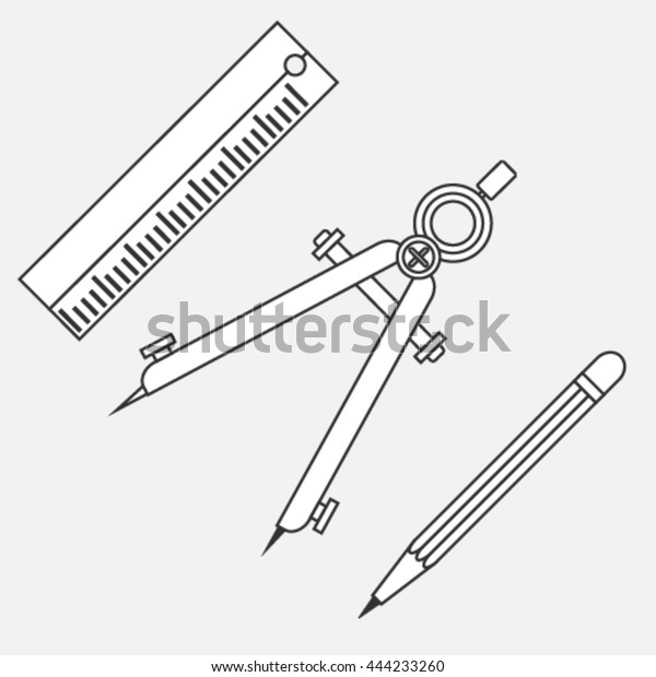 drawing\
supplies. simple line style. vector\
illustration