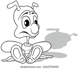Drawing Surprised Beetle Sitting the Ground    Cartoon Illustration Isolated White Background  Vector