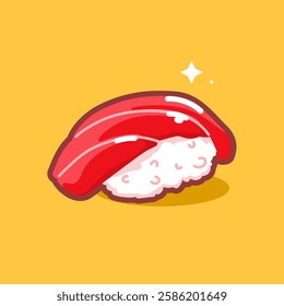 A drawing of a sushi on a yellow background