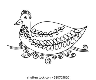 Drawing swan. Decorative style