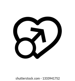 Drawing of the symbol of man with heart, vector.