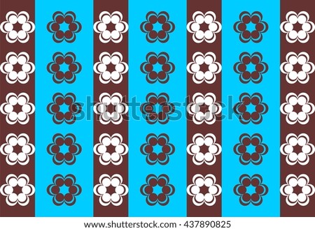 Drawing symmetrical flowers imitating retro wallpaper brown and sky blue