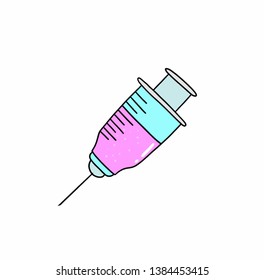 Drawing Syringe icon doodle style.Vector illustration.