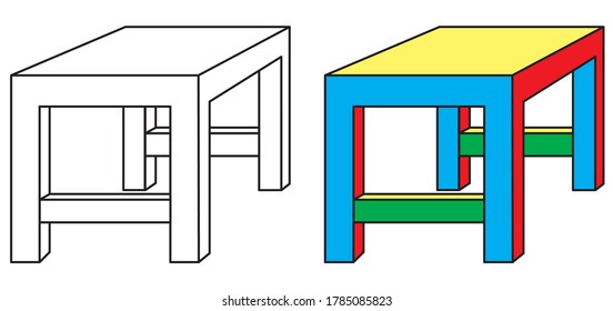 drawing of a table coloring illustration for children's education
A isolated on white background.Top view