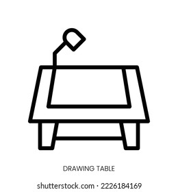 drawing table icon. Line Art Style Design Isolated On White Background