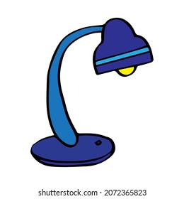 Drawing table lamp isolate. Black lines and white background. Vector illustration.